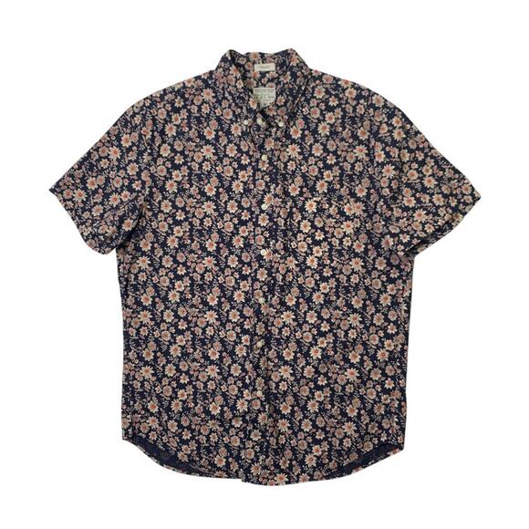J Crew Shirt Mens M Medium Classic Fit Organic Cotton Stretch Secret Wash Floral - Picture 1 of 10